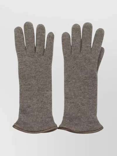 RESTELLI CASHMERE GLOVES WITH KNIT TEXTURE AND LONG LENGTH