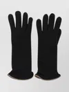 Restelli Cashmere Gloves With Ribbed Cuffs And Trim In Black