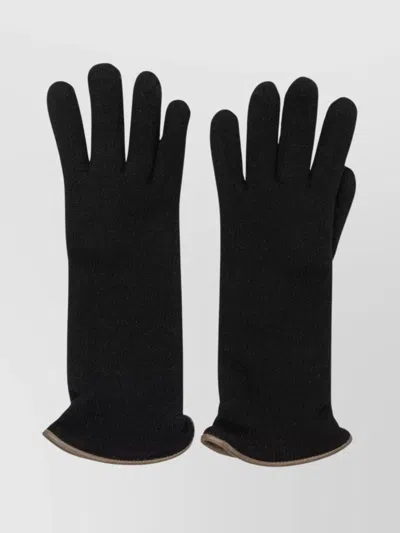 RESTELLI CASHMERE GLOVES WITH RIBBED CUFFS AND TRIM