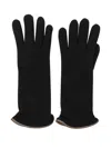 Restelli Cashmere Gloves With Ribbed Cuffs And Trim In Black
