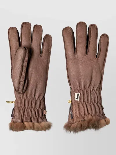 Restelli Leather Gloves In Brown