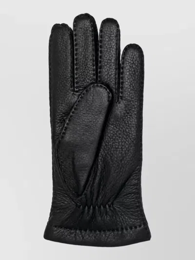 Restelli Leather Gloves In Black