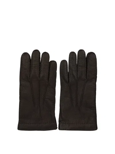 Restelli Leather Gloves "42/f" In Brown