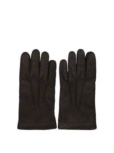 Restelli Leather Gloves "42/f" In Brown