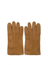 Restelli Textured Leather Gloves Stitch Detailing In Brown