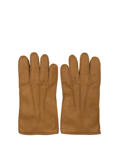 Restelli Leather Gloves "49/f" In Brown