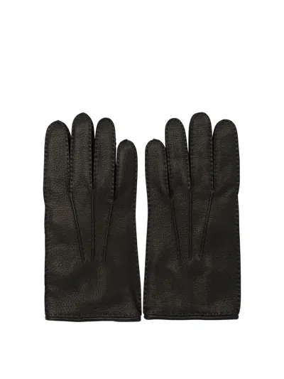 Restelli Leather Gloves "49/f" In Black