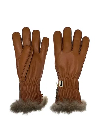 Restelli Leather Gloves In Brown