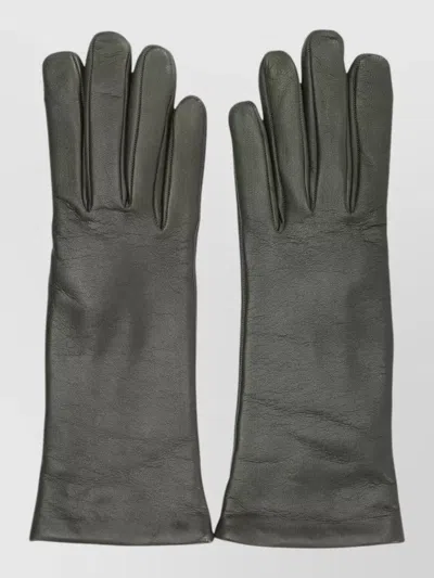 Restelli Leather Long Gloves Five Finger Design In Green