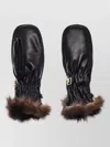 Restelli Leather Mittens In Black