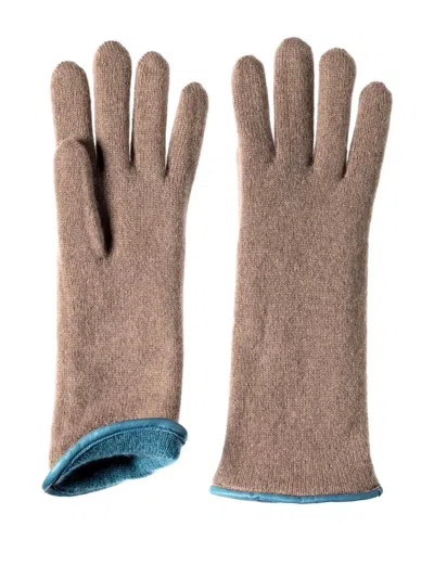 Restelli Leather-trimmed Cashmere Gloves In Neutral