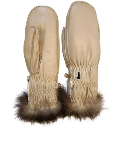 Restelli Moffola Opossuy Water-repellent Leather Mittens In Brown
