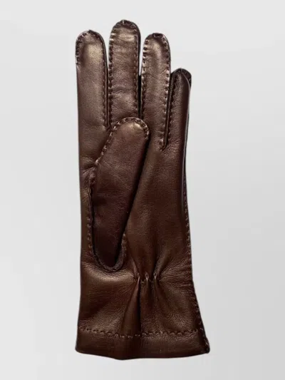 Restelli Nappa Cashmere Gloves Full Finger Coverage In Brown