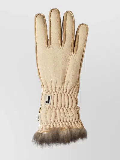 Restelli Peccary Opossuy Gloves Fur Cuff Quilted