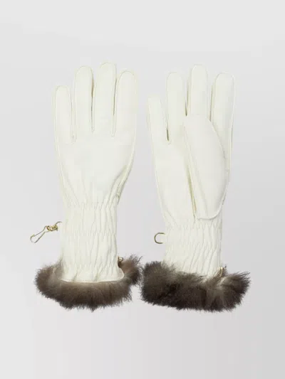 RESTELLI QUILTED SKI GLOVES FUR TRIM