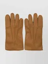 Restelli Textured Leather Gloves Stitch Detailing In Brown