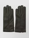 Restelli Wrist Length Soft Texture Stitch Detail Gloves In Black