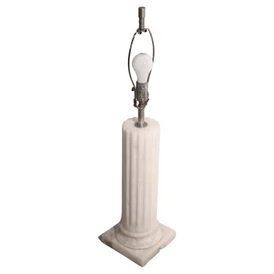 Pre-owned Restoration Hardware Alabaster Half Column Table Lamp By  In Transparent