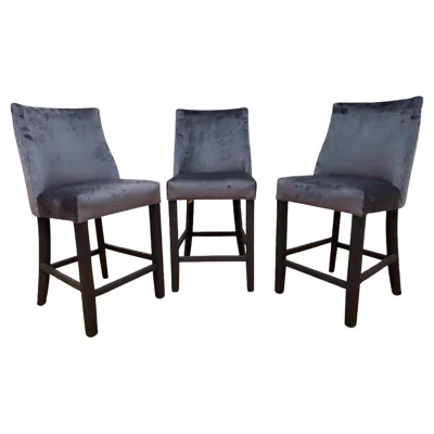 Pre-owned Restoration Hardware Barrel Back Stools Newly Reupholstered - Set Of 3 In Brown