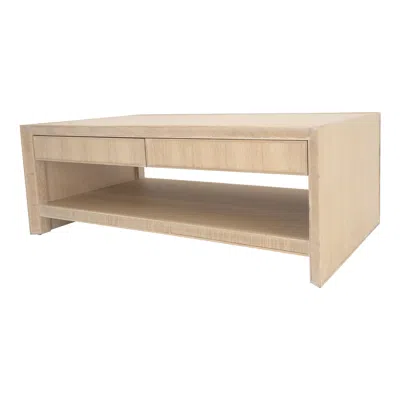 Pre-owned Restoration Hardware Cerused White Oak Two Drawers One Shelf Mid Century Modern Coffee Table Mint!