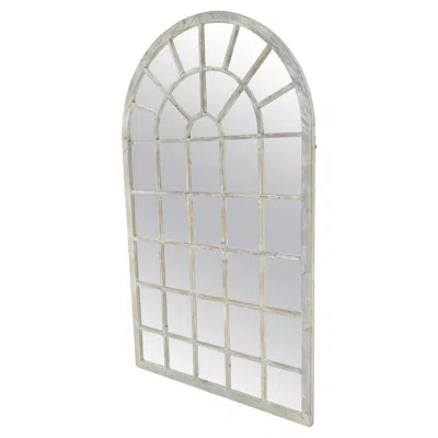 Pre-owned Restoration Hardware Country Style Large Dome Shape 47x79" Wall Mirror Distressed Finish Wood In Brown