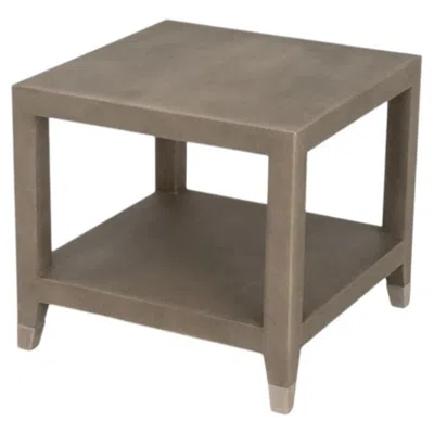 Pre-owned Restoration Hardware "graydon" Faux Shagreen Two Tier Side Table In Brown