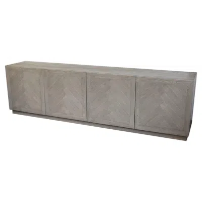 Pre-owned Restoration Hardware Grey Herringbone 4-door Media Console In Gray