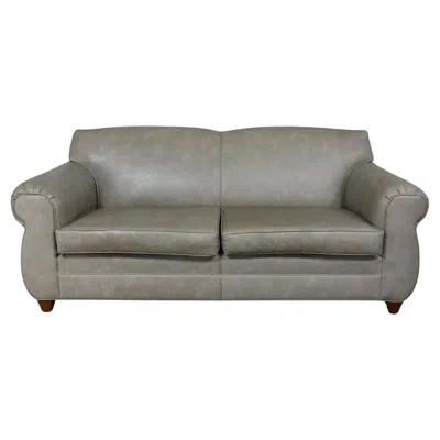 Pre-owned Restoration Hardware Late 20t Century Bridgewater Style Sofa Tight Back Taupe Gray Vinyl Faux Leather