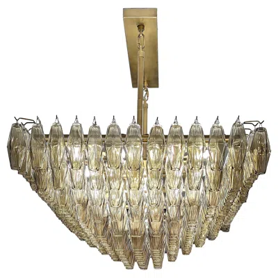 Pre-owned Restoration Hardware Luminaire Chiara Chandelier Brass, Smoked Glass In Brown