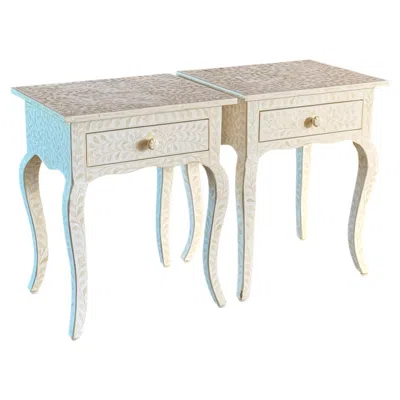 Pre-owned Restoration Hardware Pair Of Mosaic Amira Nightstands By , 21st Century In Brown