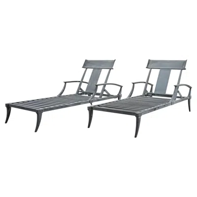 Pre-owned Restoration Hardware Pair Of Neoclassical Greco-roman Style Klismos Chaise Lounges In Gray