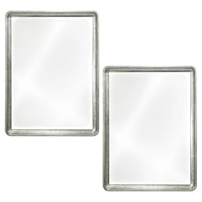 Pre-owned Restoration Hardware Pair Of  Bi Directional Rectangular Silver Mirrors