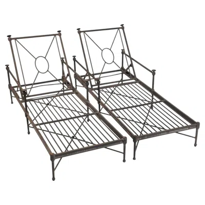 Pre-owned Restoration Hardware Pair Of  "catalina" Aluminum Outdoor Lounge Chairs In Gray