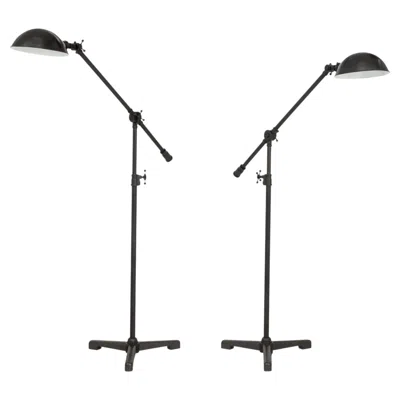 Pre-owned Restoration Hardware "rowen" Floor Lamps, Pair In Black