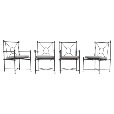 Pre-owned Restoration Hardware Set Of Four Rh Catalina Aluminum Patio Garden Dining Armchairs In Gray