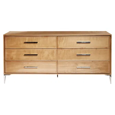 Pre-owned Restoration Hardware Sycamore And Nickel Chest Of Drawers In Brown