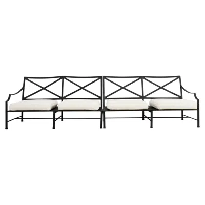 Pre-owned Restoration Hardware Two Piece Carmel Aluminum Garden Sofa 9.5 Ft In Gray