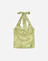 Resume Halter Neck Glitter Top In Green