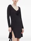 Resume Floral Appliqué Slit Dress In Black