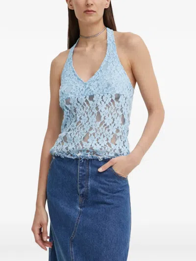 Resume Lace V-neck Top In Blue