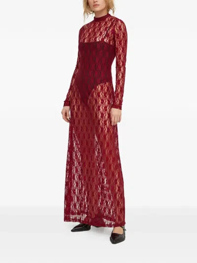 Resume Laced Long-sleeved Maxi Dress In Red
