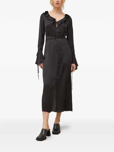 Resume Ruffled Flared Midi Dress In Black