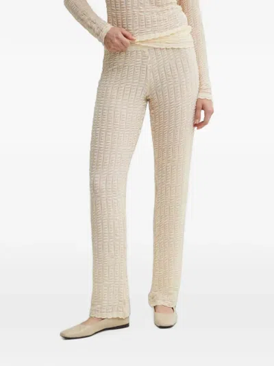 Resume Seersucker-effect Straight-leg Trousers In Neutral