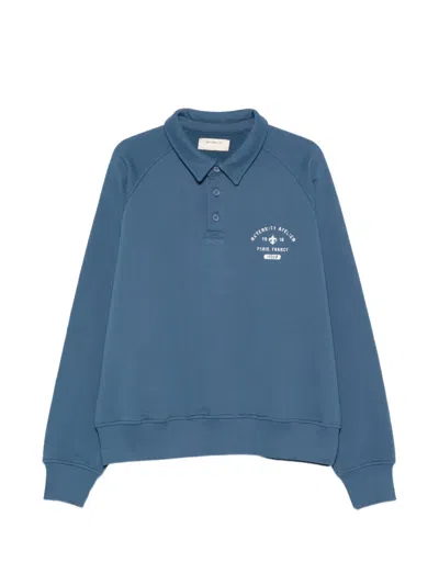 Reternity Button Graphic Polo Sweatshirt In Blue