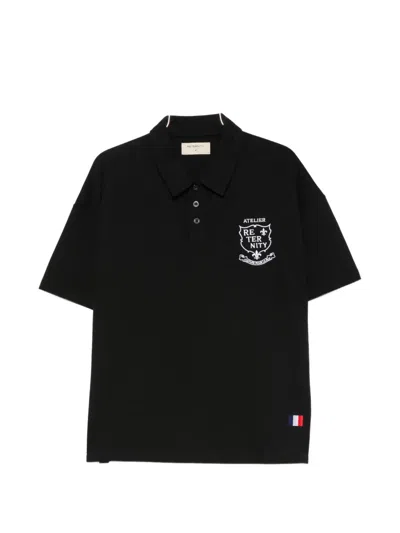 Reternity L'aterlier De La Rue Logo-embroidered Polo Shirt In Black