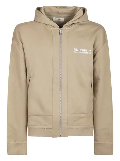 RETERNITY LOGO-PRINT ZIP-UP HOODIE