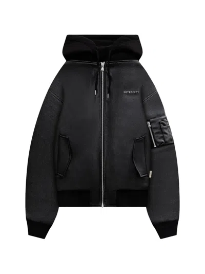 Reternity Métropolitain Leather Bomber Jacket In Black