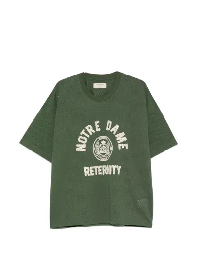 Reternity Notre Dame Logo-print Mesh T-shirt In Green