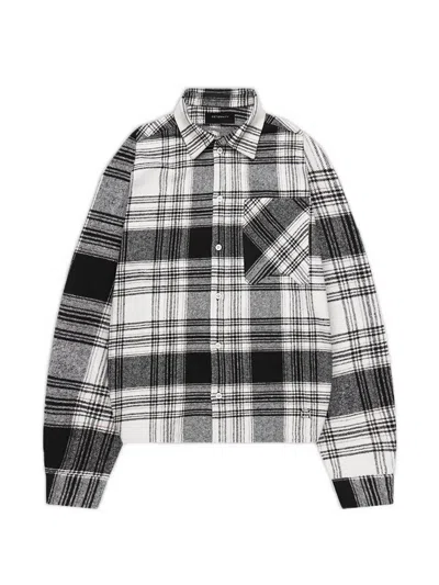 Reternity Plaid Flannel Logo-print Shirt In Gray