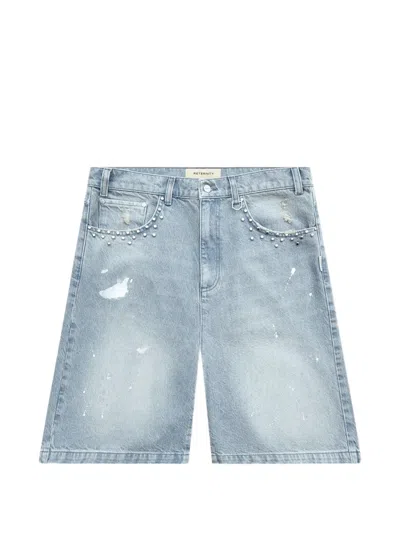 Reternity Studded-detail Denim Shorts In Blue